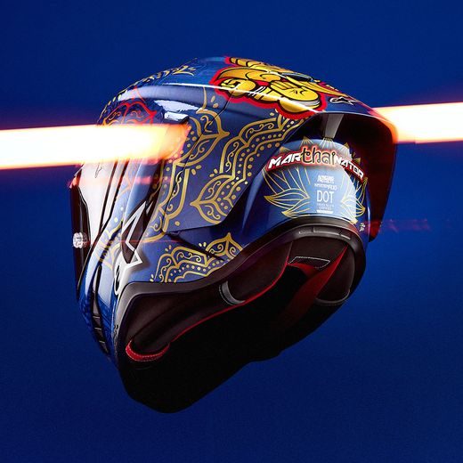 PRILBA SUPERTECH R10 MARTHAINATOR LIMITOVANÁ EDÍCIA JORGE MARTIN, ALPINESTARS (MODRÁ PERLEŤ/ZLATÁ/ČERVENÁ) 2026