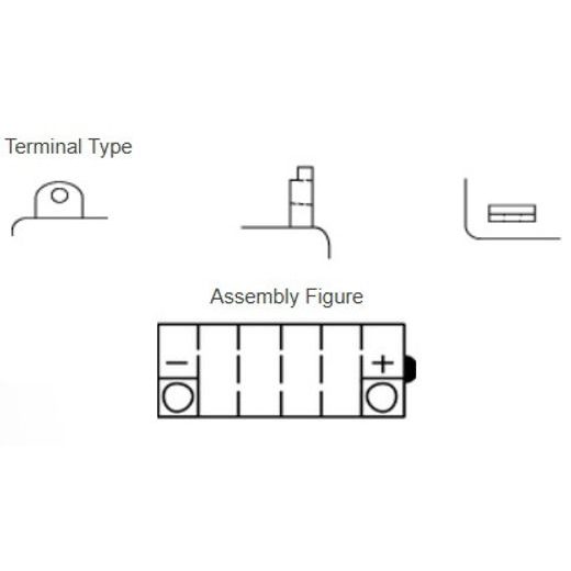 MOTOBATÉRIE 12V, YB5L-B, 5,3AH, 60A, KONVENČNÉ YUMICRON 121X61X131, YUASA ORIGINÁL (VR. BALENIE ELEKTROLYTU)