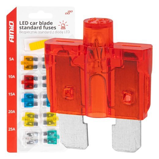SADA PLOCHÝCH POJISTEK S LED INDIKACÍ A PINZETOU (SADA 11 KS)