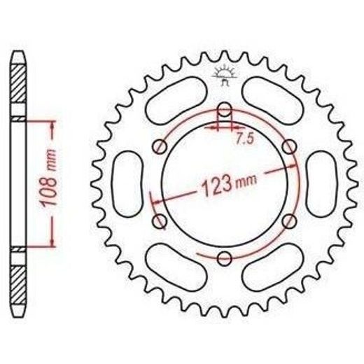 OCEĽOVÁ ROZETA PRE SEKUNDÁRNE REŤAZY TYPU 428, JT - ANGLICKO (43 ZUBOV)