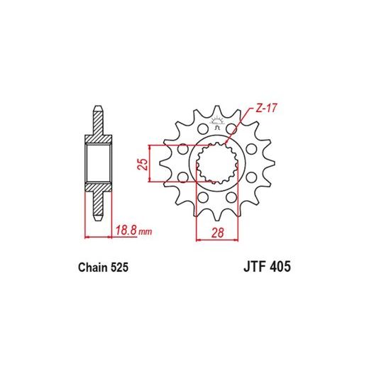 REŤAZOVÉ KOLIESKO PRE SEKUNDÁRNE REŤAZY TYPU 525, JT (19 ZUBOV)