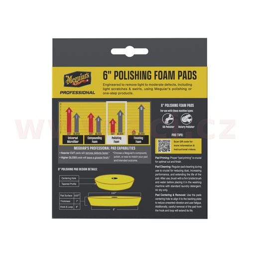 MEGUIAR'S PROFESSIONAL POLISHING FOAM PADS (6“) PĚNOVÉ LEŠTICÍ KOTÚČE, PRIEMER 6", 2 KUSY
