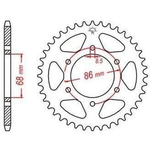 OCEĽOVÁ ROZETA PRE SEKUNDÁRNE REŤAZY TYPU 428, JT - ANGLICKO (36 ZUBOV)
