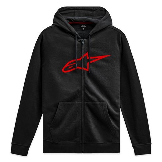 MIKINA AGELESS ZIP HOODIE 3, ALPINESTARS (ČERNÁ/ČERVENÁ)