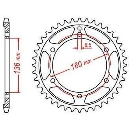OCEĽOVÁ ROZETA PRE SEKUNDÁRNE REŤAZY TYPU 520, JT - ANGLICKO (43 ZUBOV)