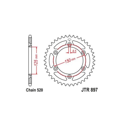 OCEĽOVÁ ROZETA PRE SEKUNDÁRNE REŤAZY TYPU 520, JT (51 ZUBOV)