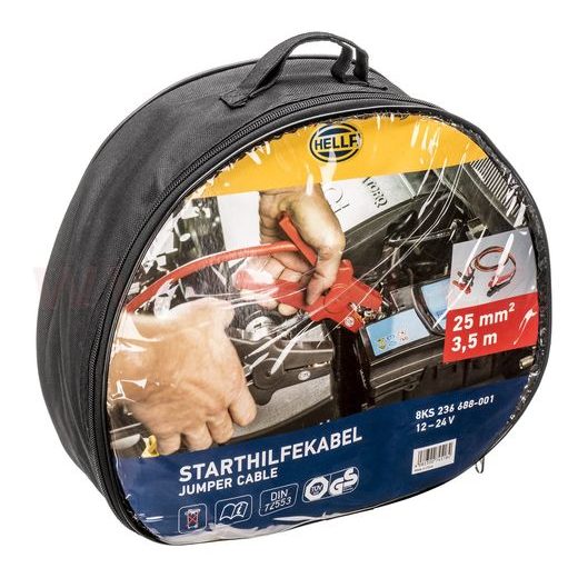 STARTOVACÍ KABELY 350 A, IZOLOVANÉ SVORKY, DÉLKA 3.5 M, PRŮŘEZ 25 MM2, HELLA