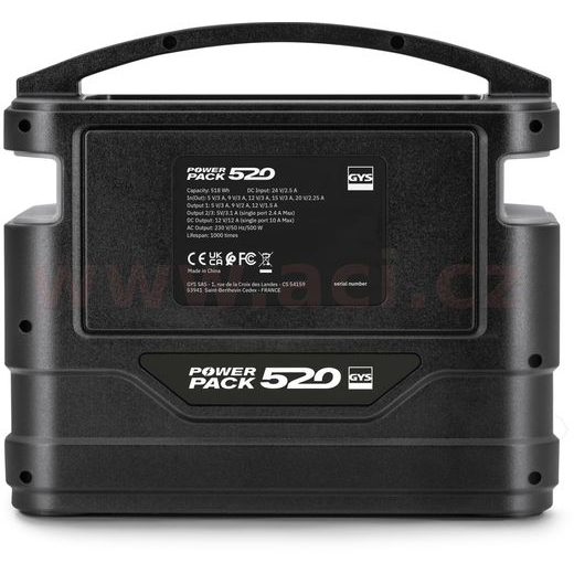 NABÍJECÍ STANICE S MĚNIČEM NAPĚTÍ 12/230 V GYS POWER PACK 520, 518 WH