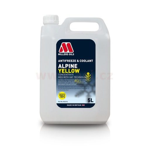 MILLERS OILS NEMRZNÚCA KVAPALINA DO CHLADIČOV - ŽLTÁ PREMIUM ANTIFREEZE ALPINE YELLOW 5L