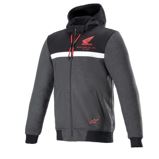 BUNDA CHROME STREET HOODIE HONDA KOLEKCE, ALPINESTARS (ČERNÁ/ŠEDÁ/ČERVENÁ)