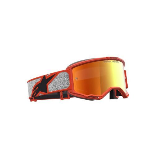 OKULIARE VISION 5 RORA, ALPINESTARS (STŘÍBRNÁ/ORANŽOVÁ, ZRKADLOVÉ ČERVENÉ PLEXI) 2027
