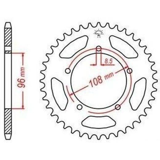 OCEĽOVÁ ROZETA PRE SEKUNDÁRNE REŤAZY TYPU 520, JT - ANGLICKO (44 ZUBOV)