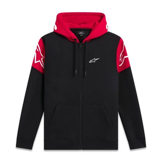 MIKINA VELOCITY HOODIE, ALPINESTARS (ČERNÁ/ČERVENÁ)