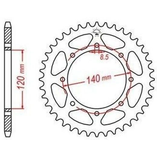 OCEĽOVÁ ROZETA PRE SEKUNDÁRNE REŤAZY TYPU 520, JT - ANGLICKO (44 ZUBOV)