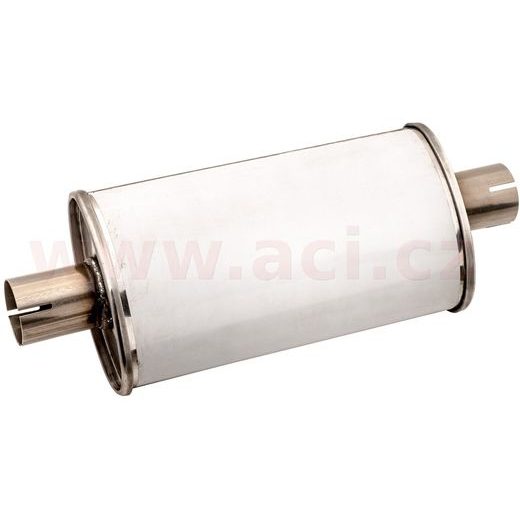 UNIVERZÁLNÍ TLUMIČ OVÁLNÝ VSTUP/VÝSTUP NA STŘEDU, PRŮMĚR TĚLA 140/220, DÉLKA TĚLA 350, VNITŘNÍ PRŮMĚR 89MM NEREZ