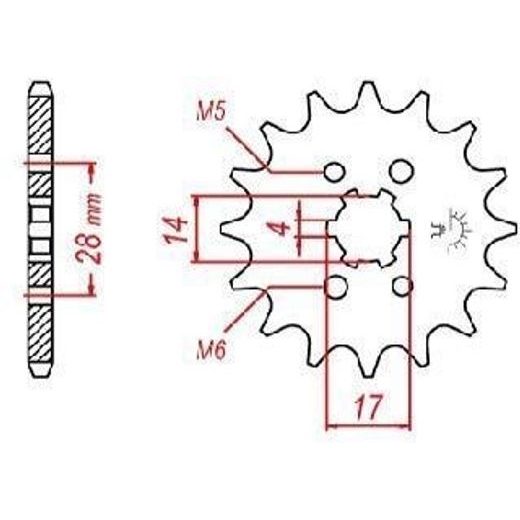 REŤAZOVÉ KOLIESKO PRE SEKUNDÁRNE REŤAZE TYPU 428, JT - ANGLICKO (13 ZUBOV)