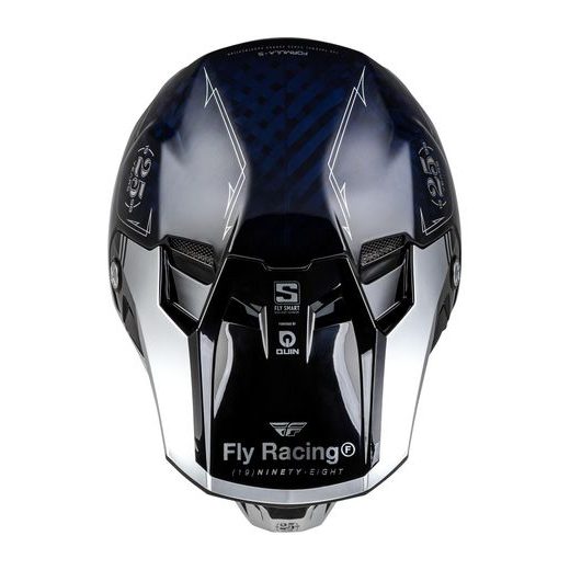 PRILBA FORMULA S CARBON, FLY RACING - USA (MODRÁ/STŘÍBRNÁ)