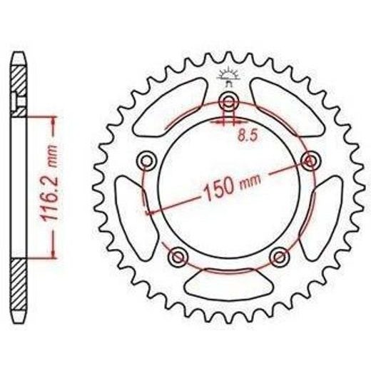 OCEĽOVÁ ROZETA PRE SEKUNDÁRNE REŤAZY TYPU 520, JT - ANGLICKO (43 ZUBOV)