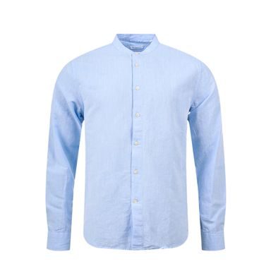 Ленено-памучна риза с мандарин яка Knowledge Cotton Apparel Larch LS - Skyway