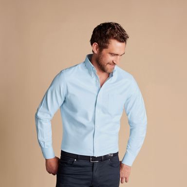 Charles Tyrwhitt Button-Down Non-Iron Stretch Oxford Shirt — Sky Blue