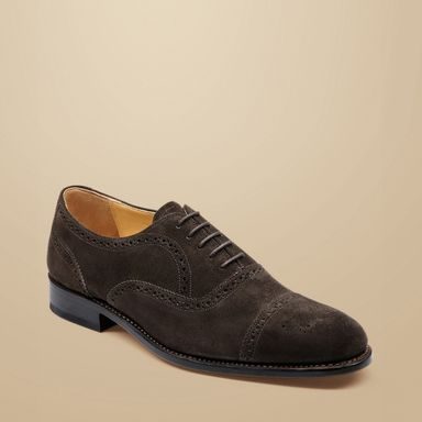 Charles Tyrwhitt Leather Oxford Brogue Shoes — Dark Chocolate