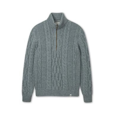 Barbour Cable Knit Half Zip Jumper — Navy