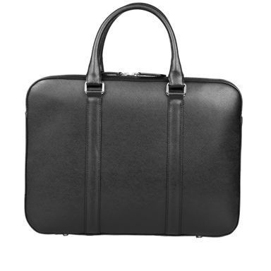 Кожена slim чанта за лаптоп John & Paul - черна