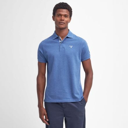 Barbour Tartan Pique Polo Shirt — Dark Chambray Marl