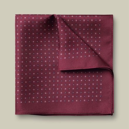 Charles Tyrwhitt Silk Geo Print Pocket Square — Dark Pink