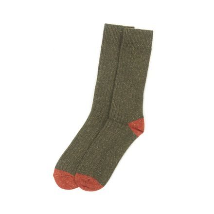 Barbour Houghton Socks — Olive/Burnt Orange