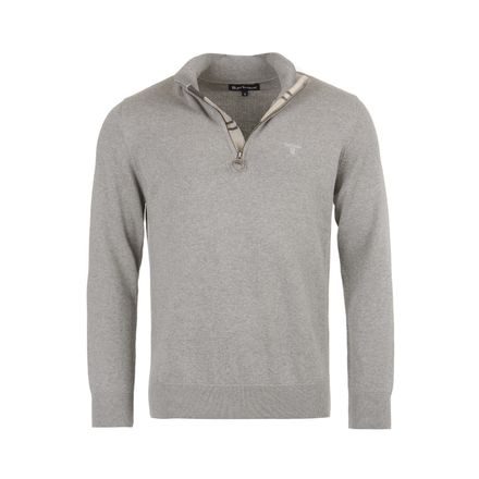 Barbour Pima Cotton Half Zip Sweater — Grey Marl