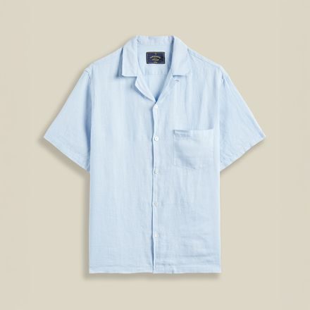 Portuguese Flannel Linen Camp Collar — Sky
