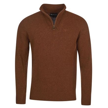 Закопчаващ пуловер Barbour Essential Lambswool Half Zip - Sandstone