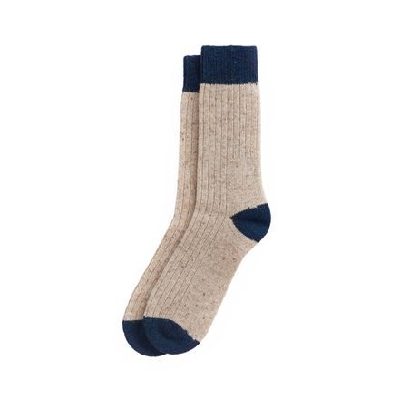 Barbour Houghton Socks — Stone/Navy