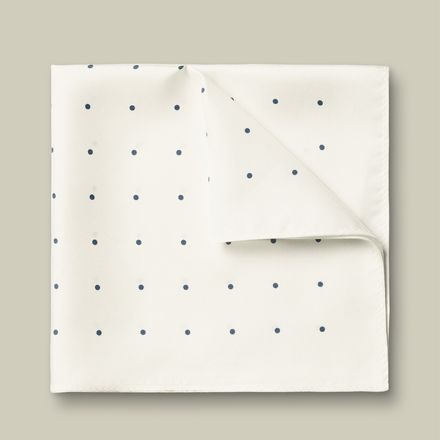 Charles Tyrwhitt Silk Spot Pocket Square — Ivory / Navy