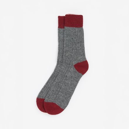 Barbour Houghton Socks — Mid Grey/Red