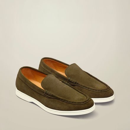 Charles Tyrwhitt Suede Slip-On Loafers — Olive Green