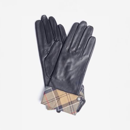 Barbour Lady Jane Leather Gloves — Black Dress Tartan