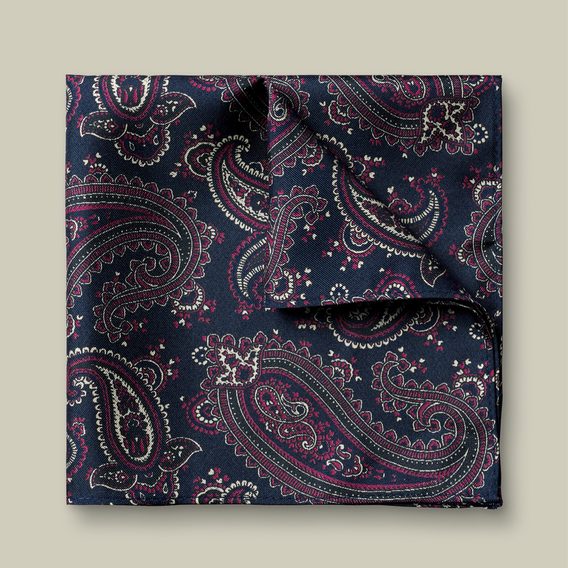 Charles Tyrwhitt Silk Paisley Pocket Square — Ink Blue