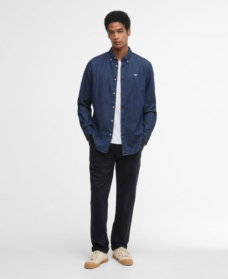 Barbour Denim Crest Tailored Long-Sleeved Shirt — Indigo