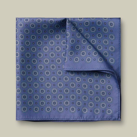 Charles Tyrwhitt Medallion Silk Pocket Square — Heather Blue