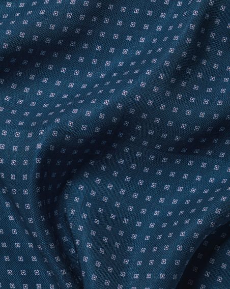 Charles Tyrwhitt Silk Linen Geo Pocket Square — Petrol Blue