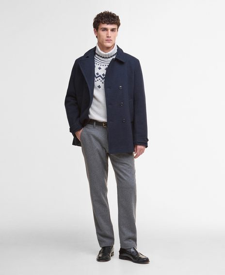 Barbour Newfield Wool Pea Coat — Navy