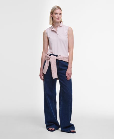 Barbour Bowford Sleeveless Polo Top — Primrose Pink