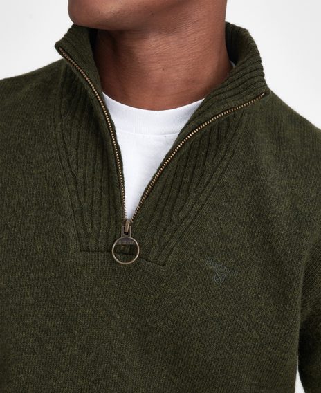 Barbour Essential Lambswool Half Zip Knitted Jumper — Seaweed