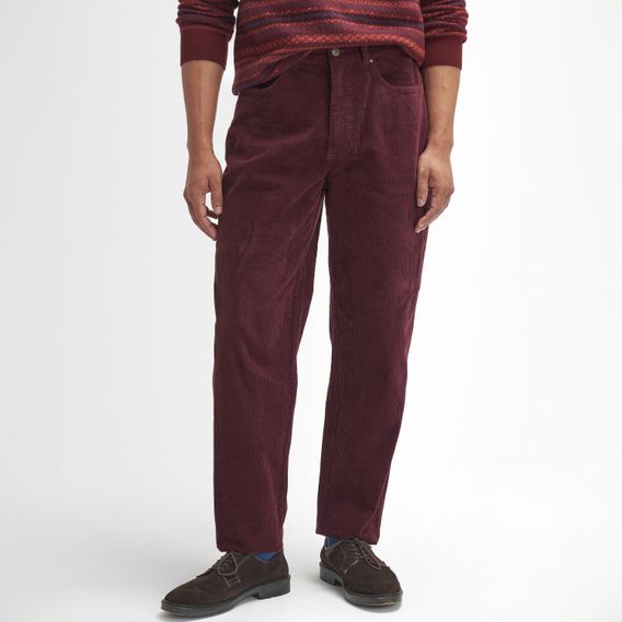 Barbour Stretch Cord Regular Trousers — Dark Merlot