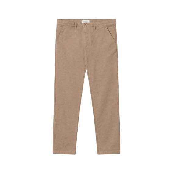 KnowledgeCotton Apparel Chuck Regular Flannel Chino Pants — Kelp Melange