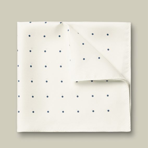 Charles Tyrwhitt Silk Spot Pocket Square — Ivory / Navy