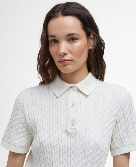 Barbour Hartland Knitted Polo Jumper — Cloud