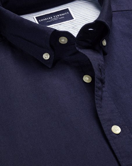 Charles Tyrwhitt Stretch Washed Oxford Shirt — Ink Blue